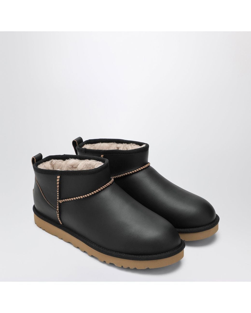 Ugg Black Classic Ultra Mini Contrast Leather Boots for men