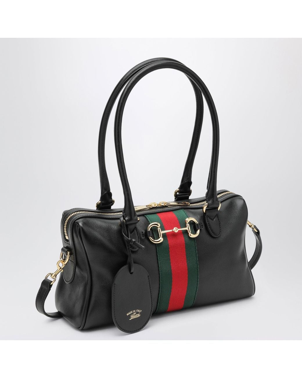 Gucci Black Medium Borsetto Leather Boston Bag
