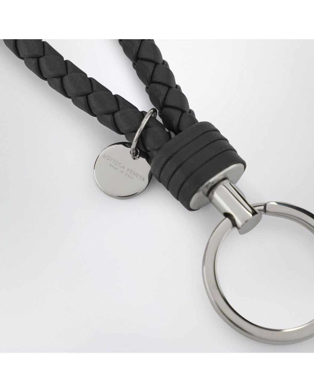 Bottega Veneta White Intrecciato Leather Key Ring