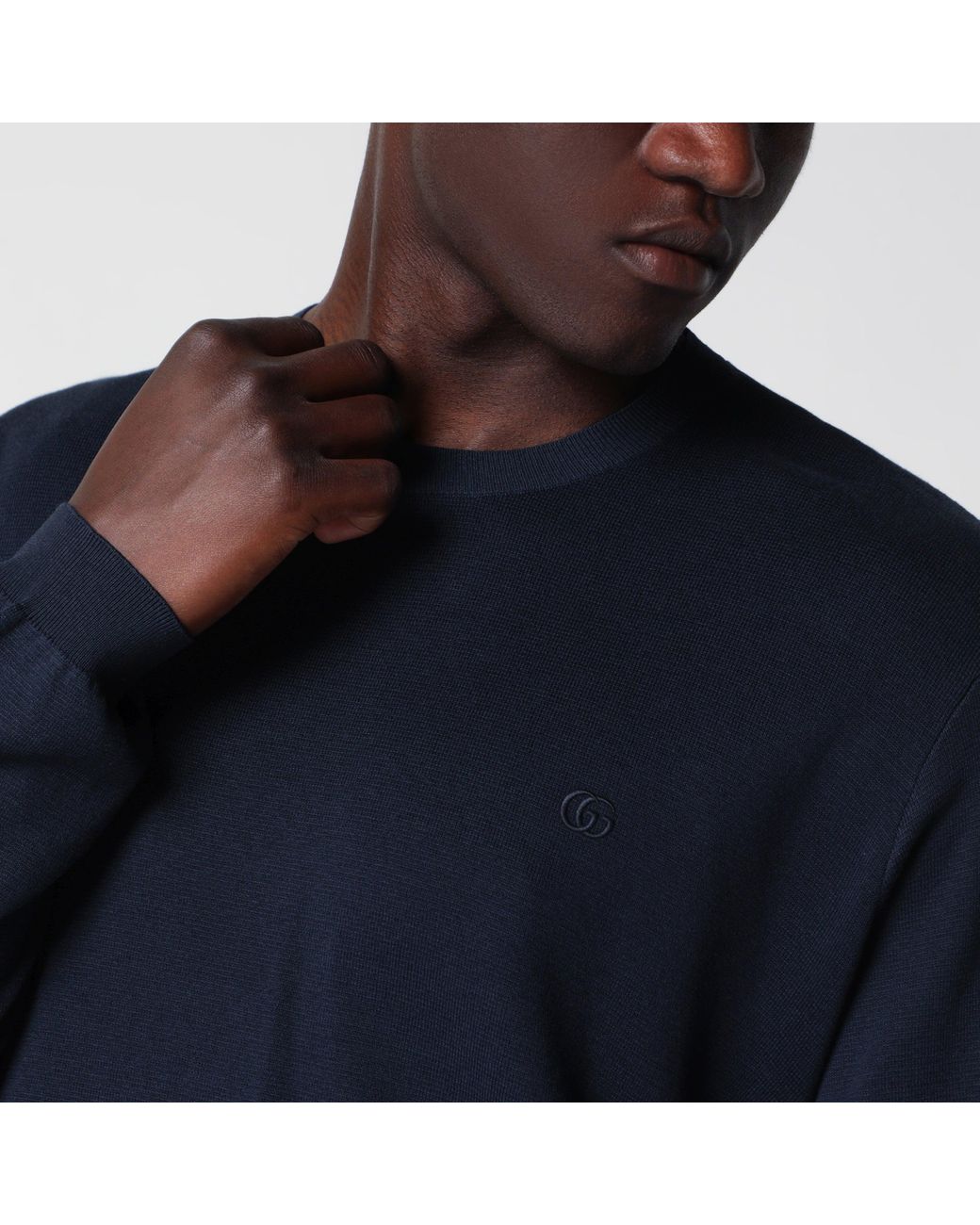 Gucci Blue Ink Silk And Cotton Sweater for men