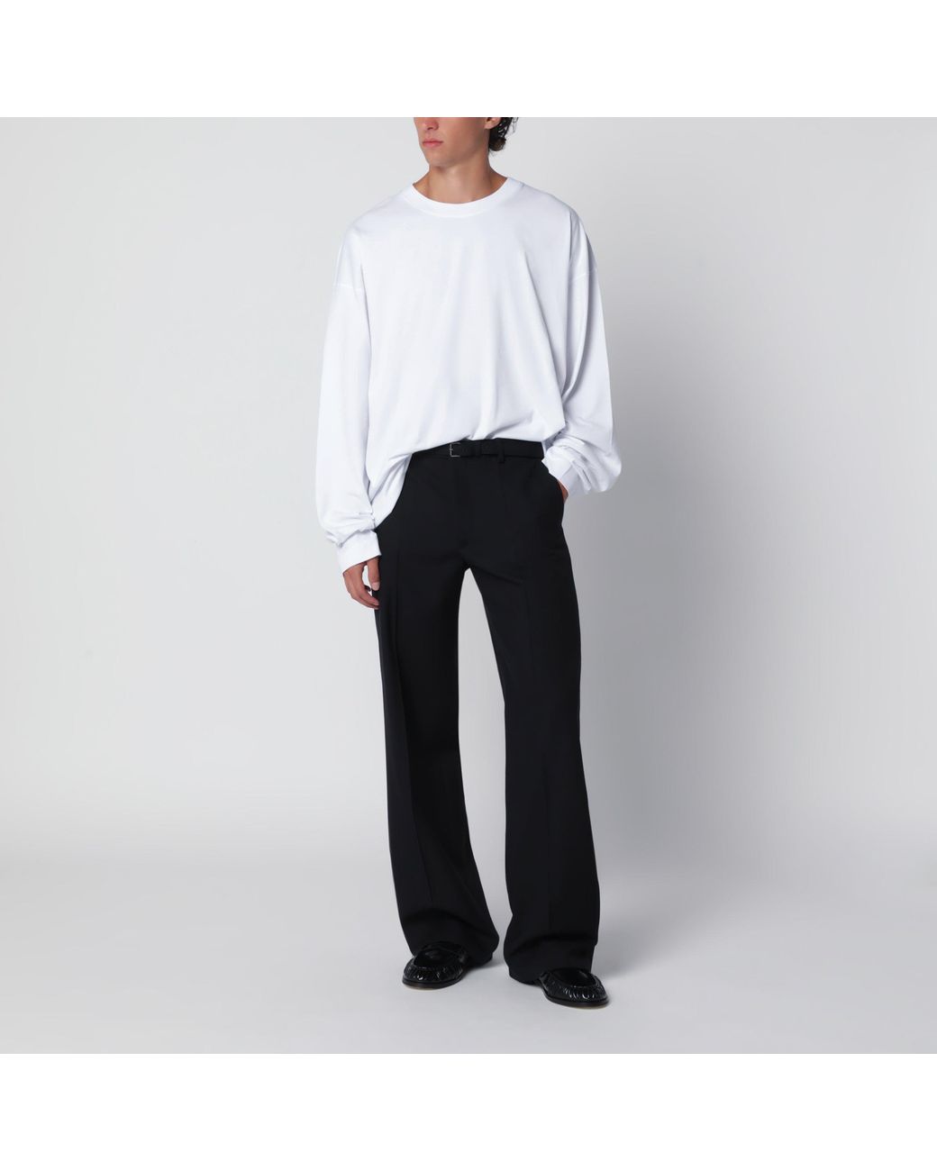 Dries Van Noten White Long-Sleeve Cotton T-Shirt for men