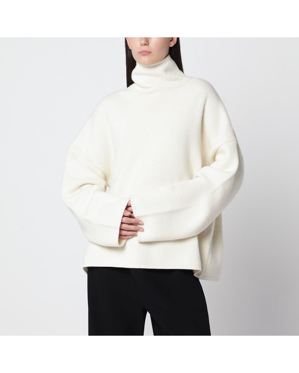 Almada Label White Amie Cream Merino Wool And Cashmere Sweater