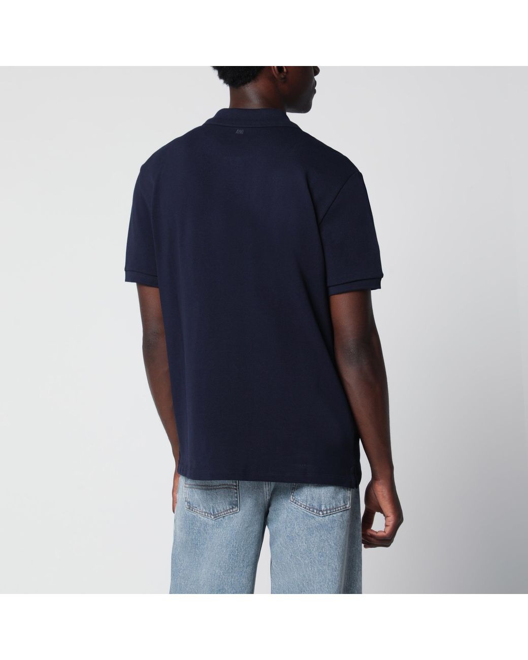 AMI Blue Midnight Ami De Coeur Polo Shirt for men