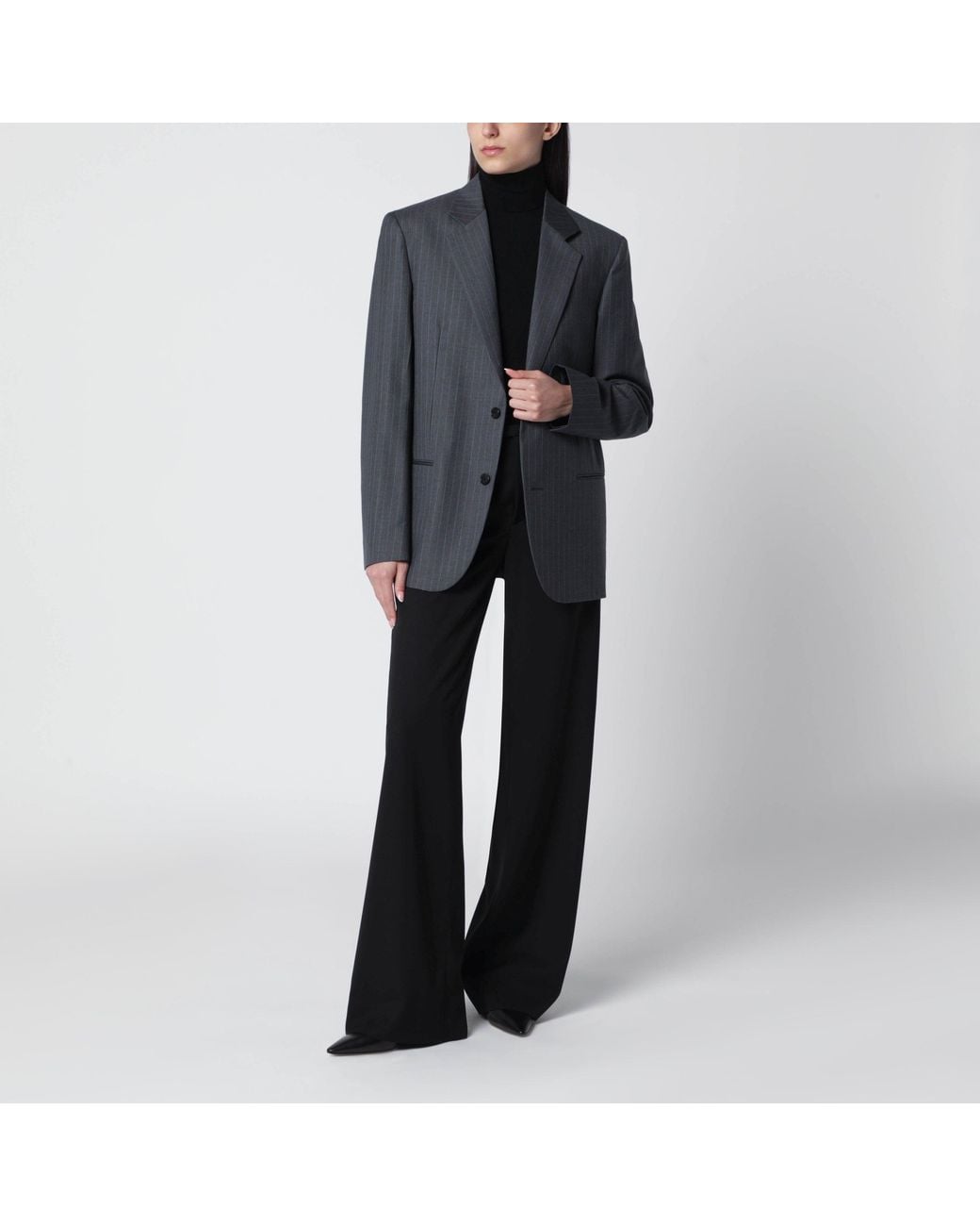 Gucci Gray Light Pinstripe Wool Jacket