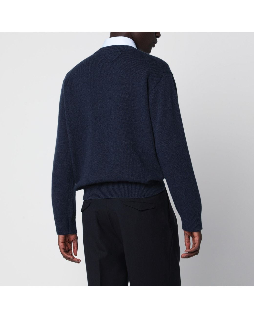 Prada Blue Ink Crew Neck Sweater for men