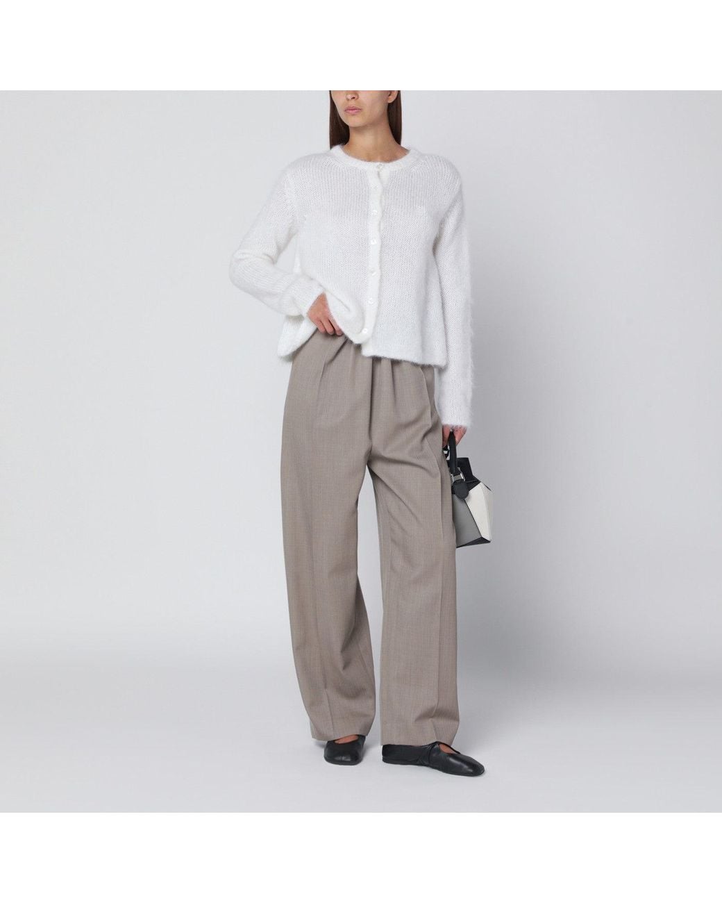 Loewe White Mohair-Blend Cardigan