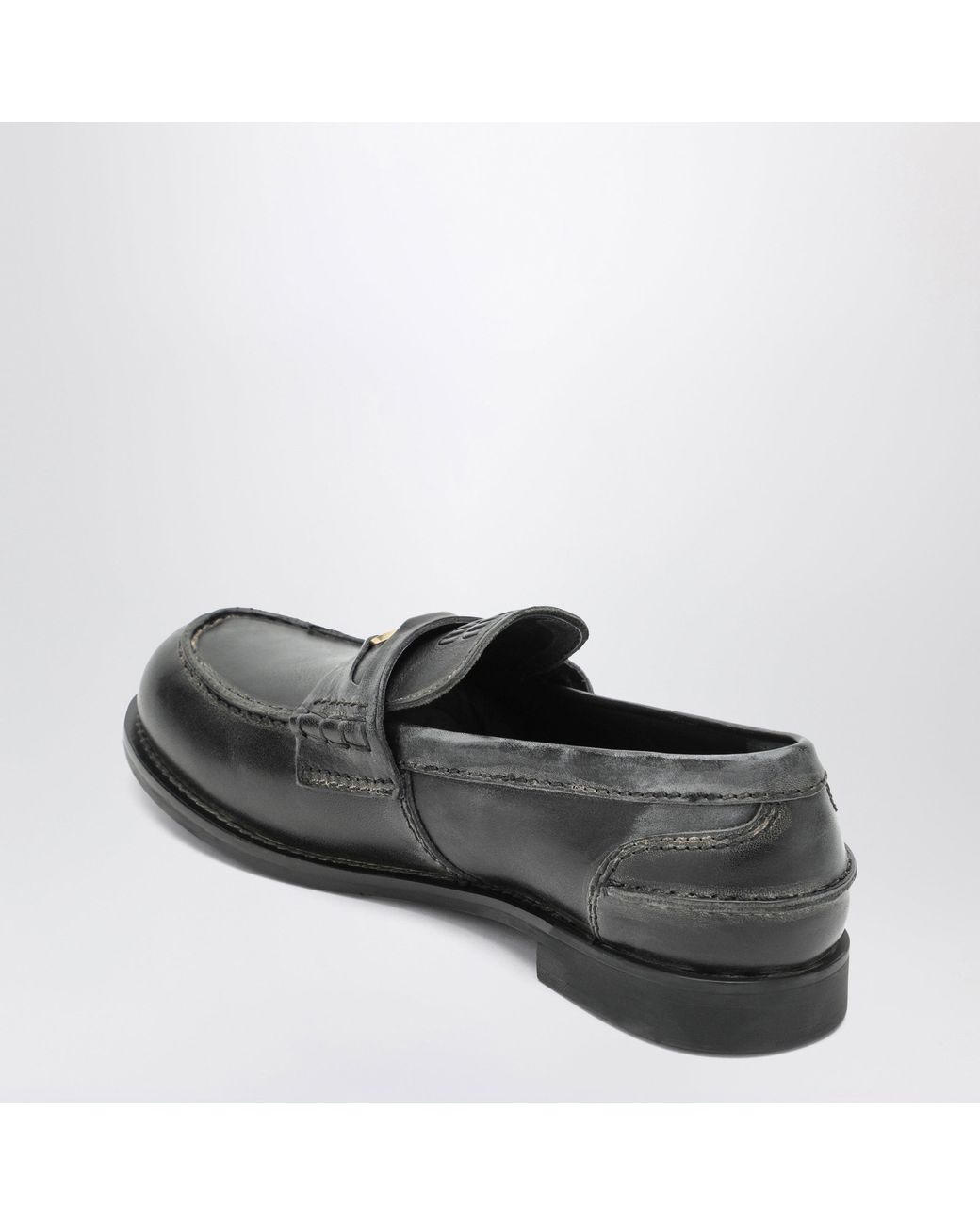 Miu Miu Black Vintage-Style Leather Loafers