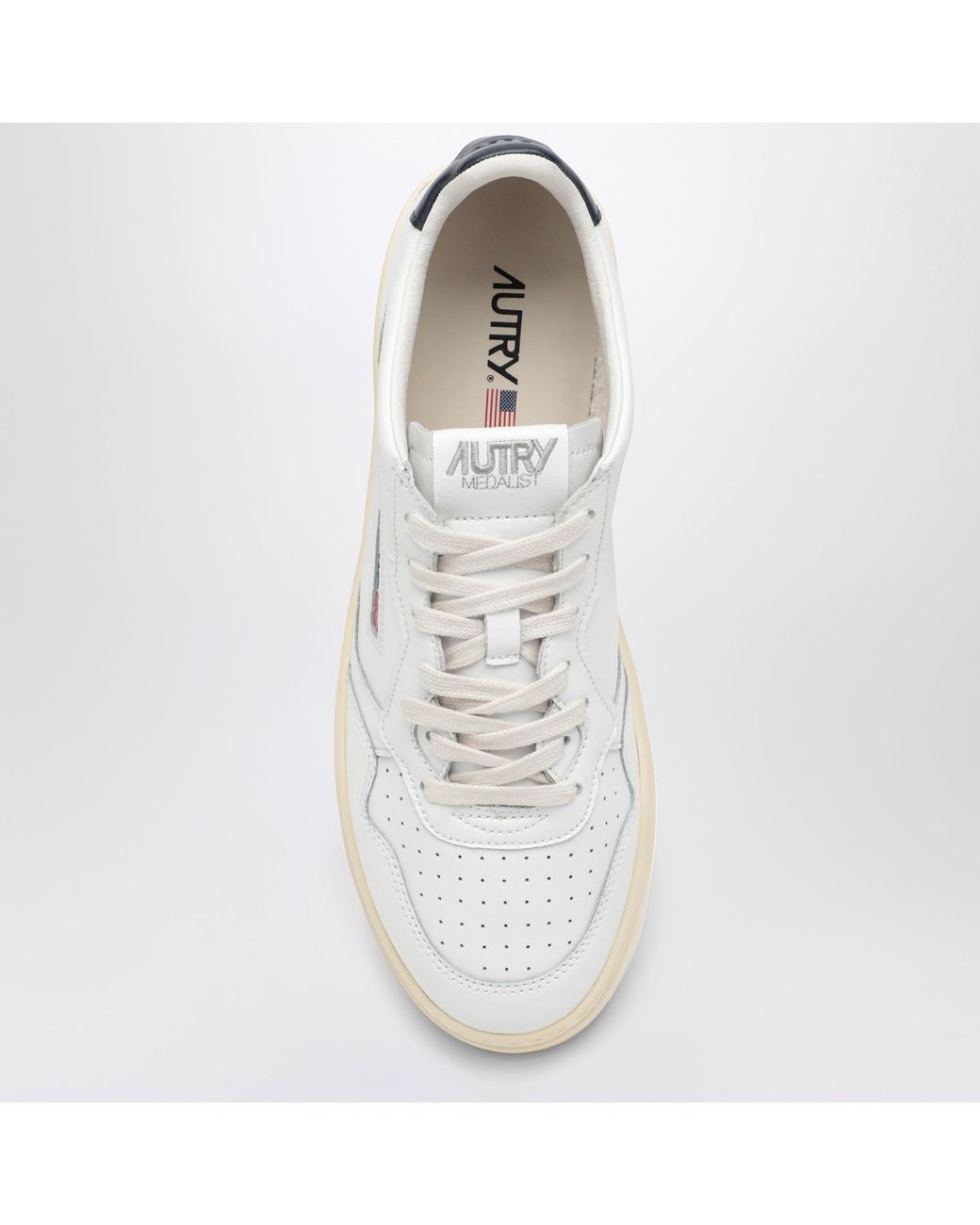 Autry White Medalist/ Leather Trainer for men