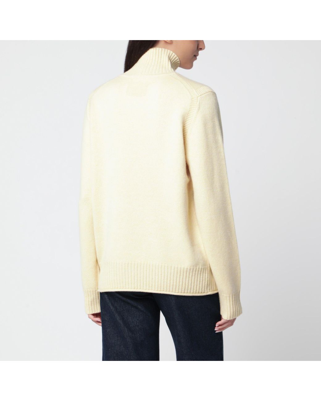 Guest In Residence Natural Butter-Colored Turtleneck Sweater With Half-Zip