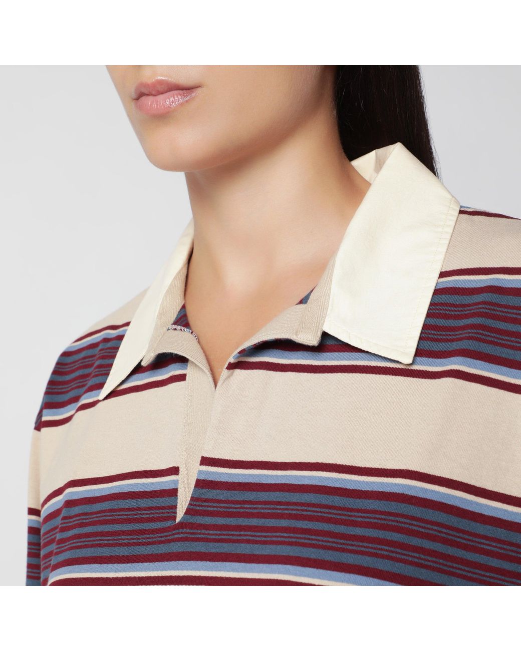 Sanderlak Red Striped Cotton Jersey Rugby Polo