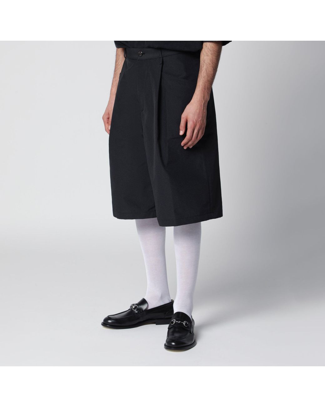 Willy Chavarria Black Wide Cotton Bermuda Shorts for men