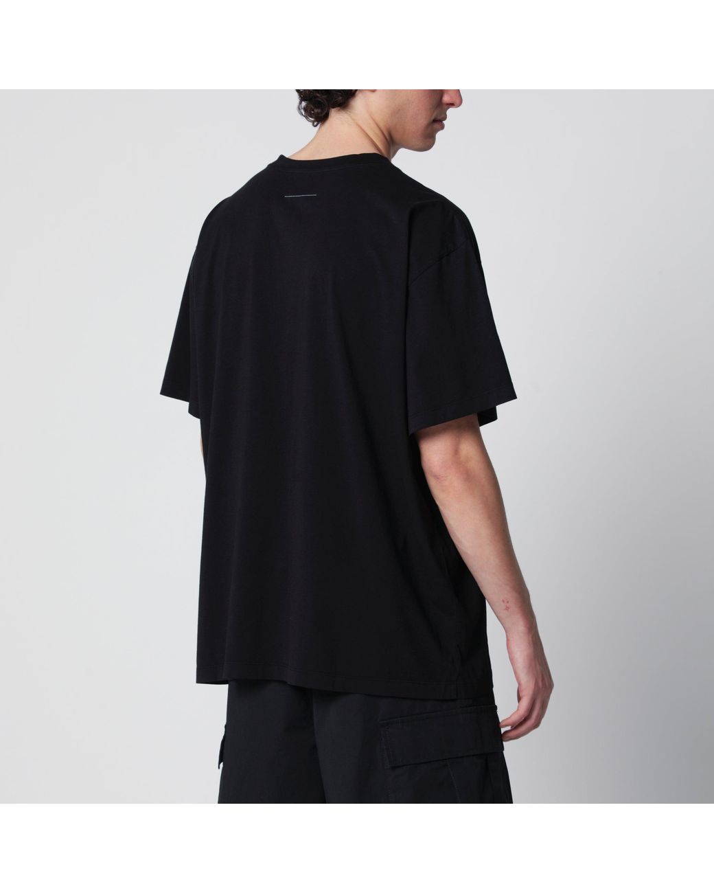 MM6 by Maison Margiela Black Cotton T-Shirt With Numeric Logo for men