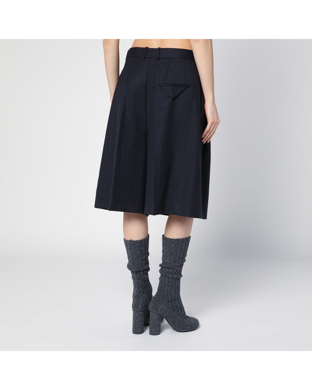 ショートパンツ Bottega Veneta Wide black/blue melange wool bermuda shorts bottega-veneta-Black-Wide-blue