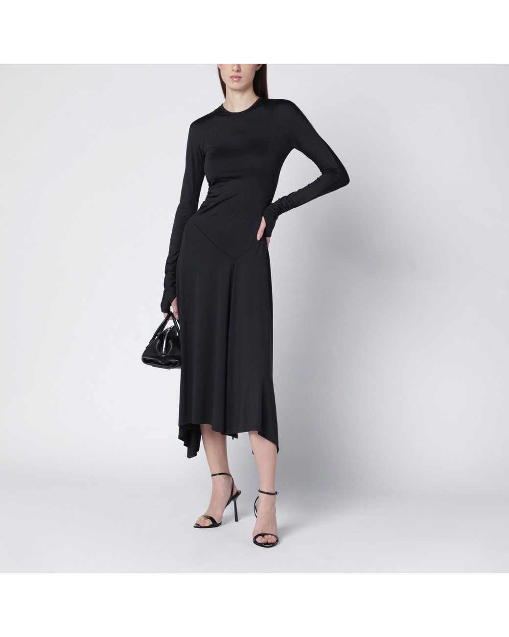 Victoria Beckham Black Asymmetric Midi Dress