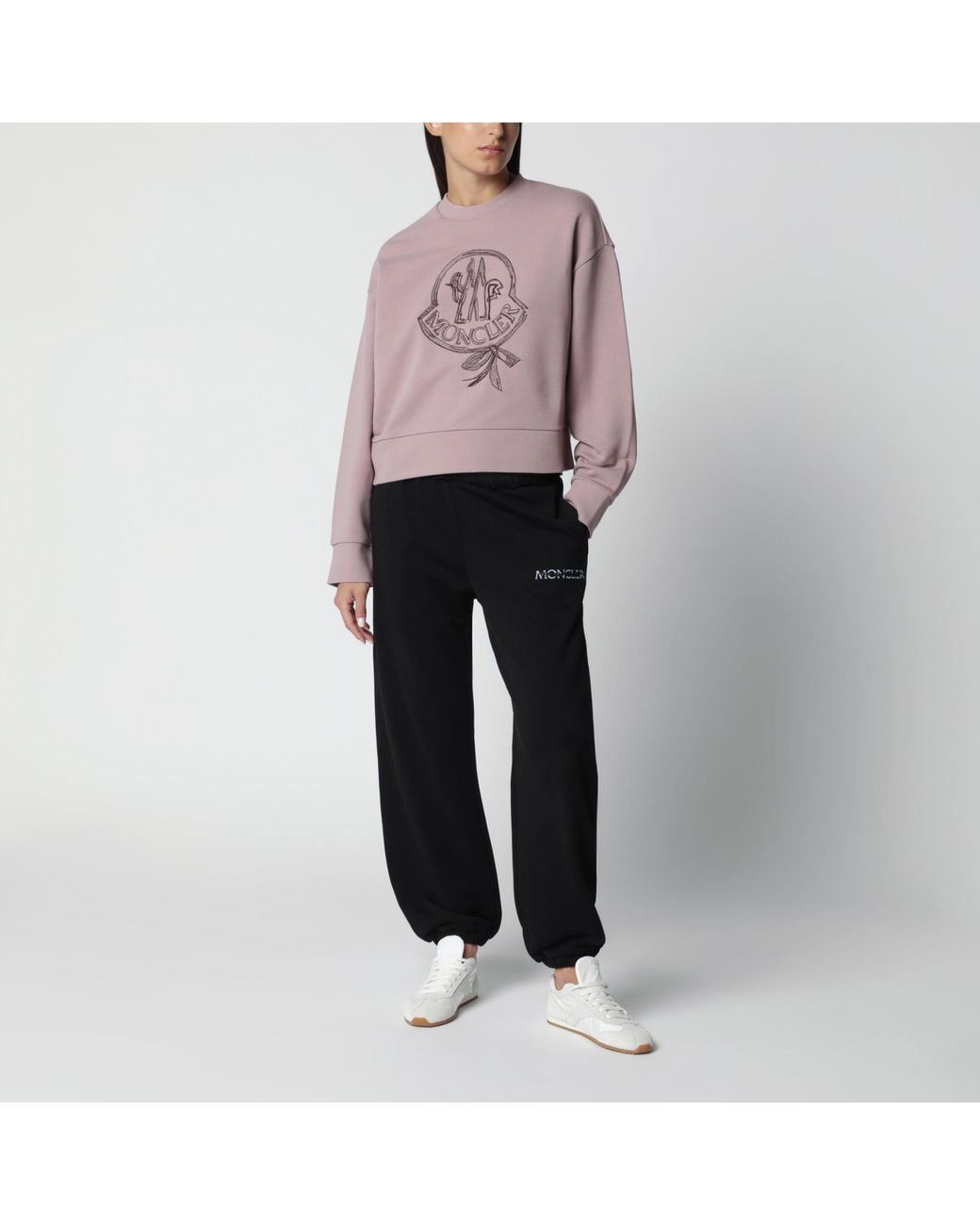Moncler Purple Cotton Sweatshirt With Embroidered Logo