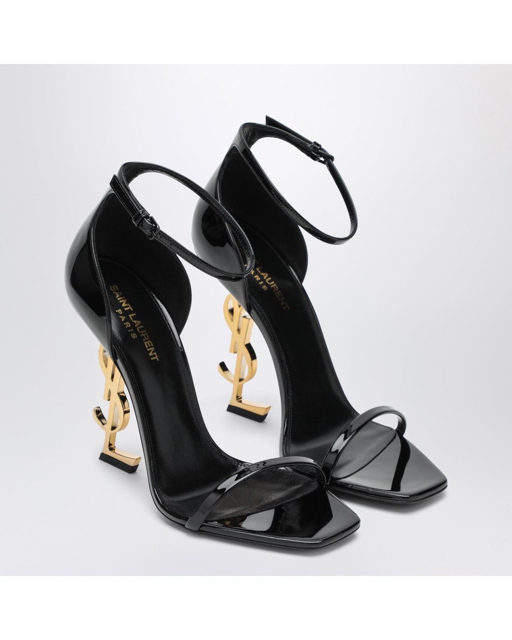 Saint Laurent Black Opyum Patent Leather Sandals