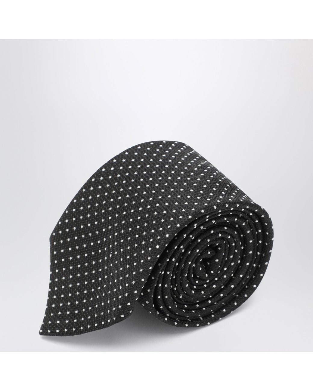 Tom Ford Black Silk Tie With Micro-Circle Pattern for men