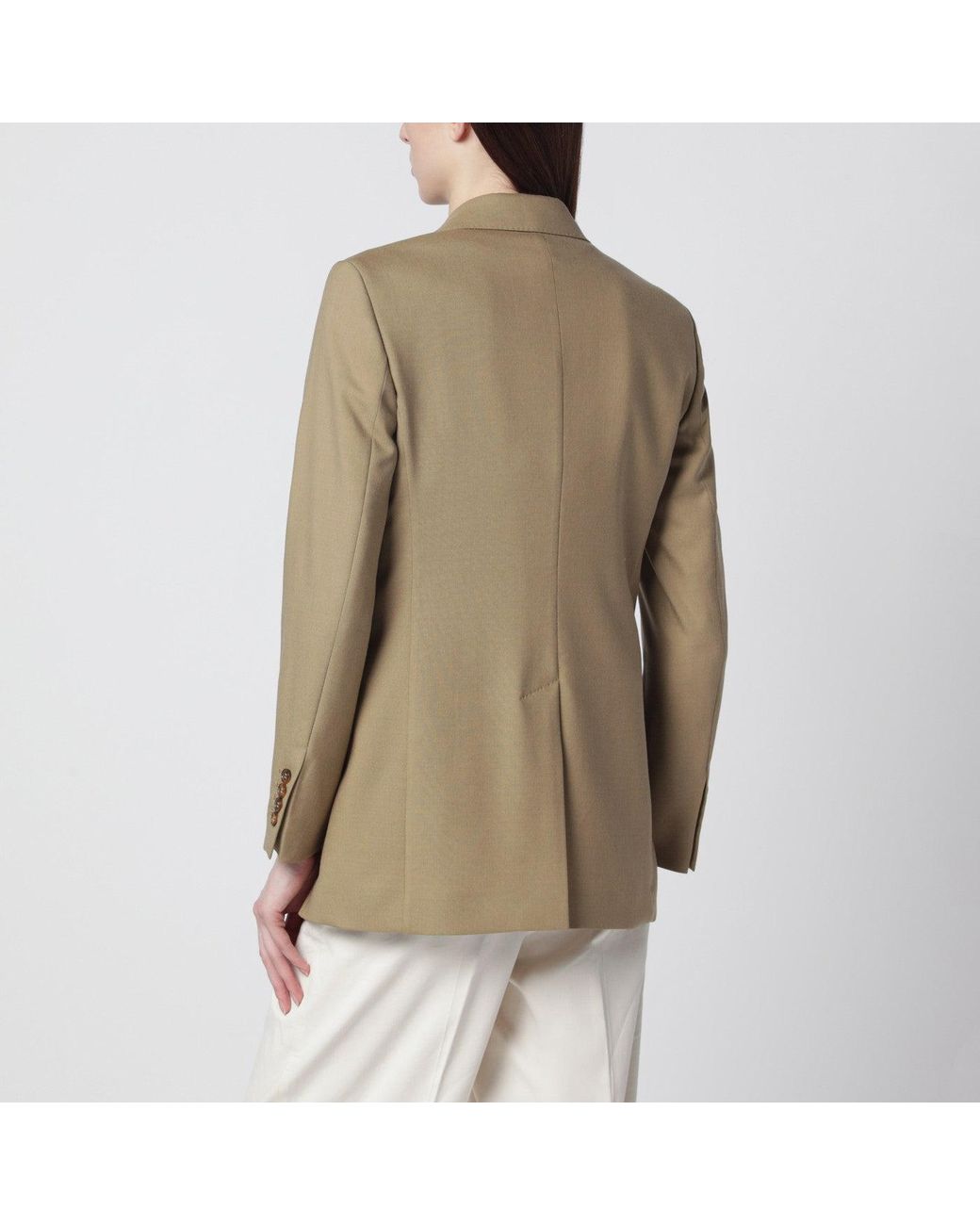 Max Mara Natural Camel Wool-Blend Double-Breasted Jacket