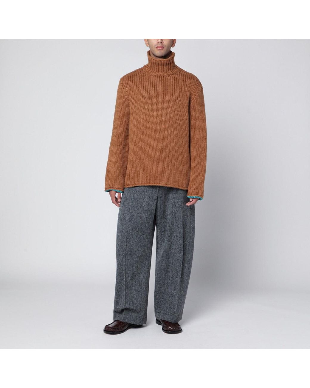 Loewe Brown Wool Turtleneck Sweater for men