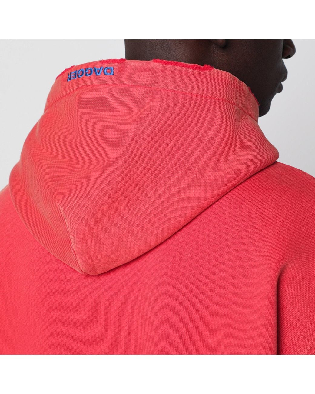 DAGGER Red Faded Hooded Sweatshirt With Vintage Effect for men