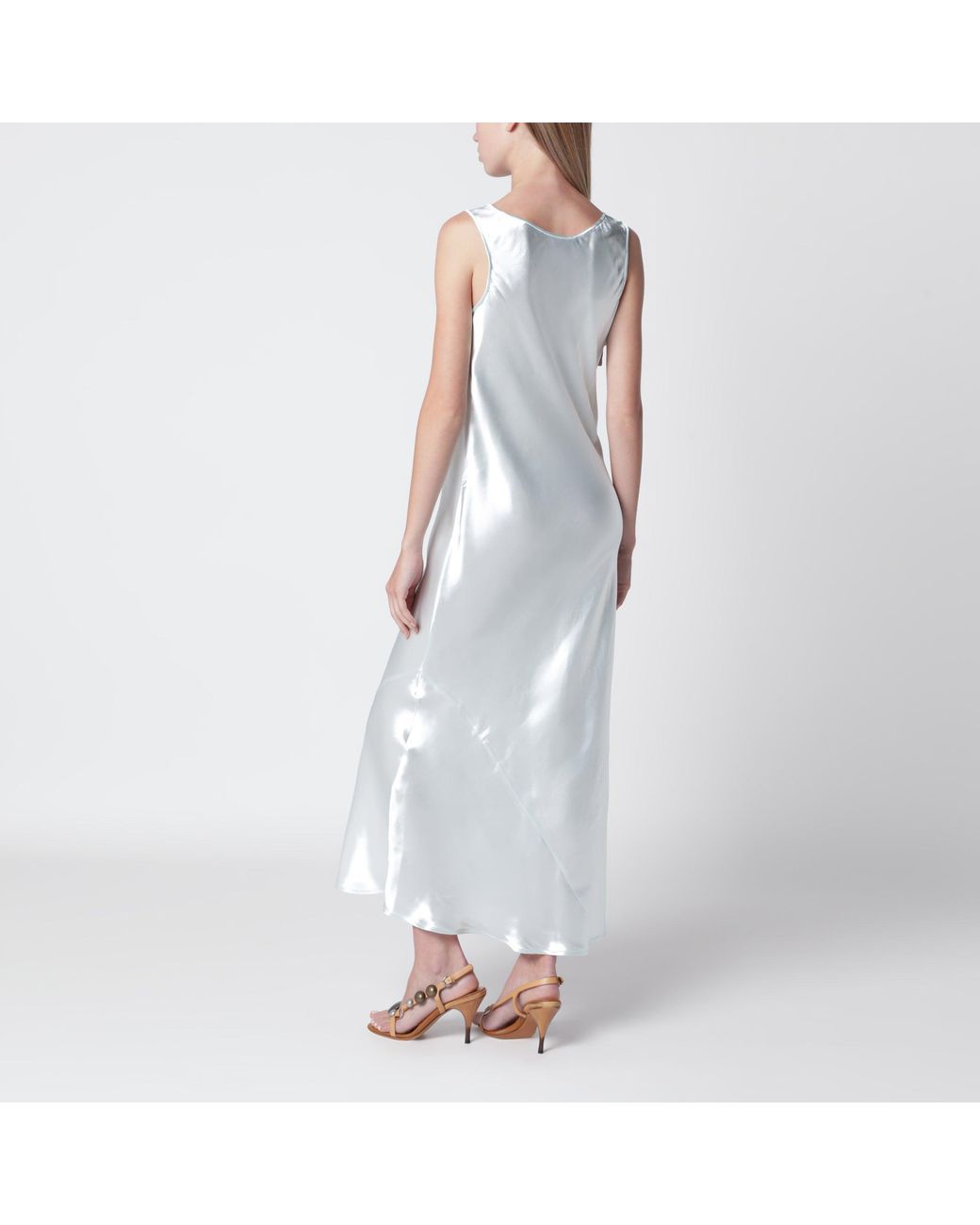 Miu Miu White Chlorophyll-Colored Shiny Viscose Dress