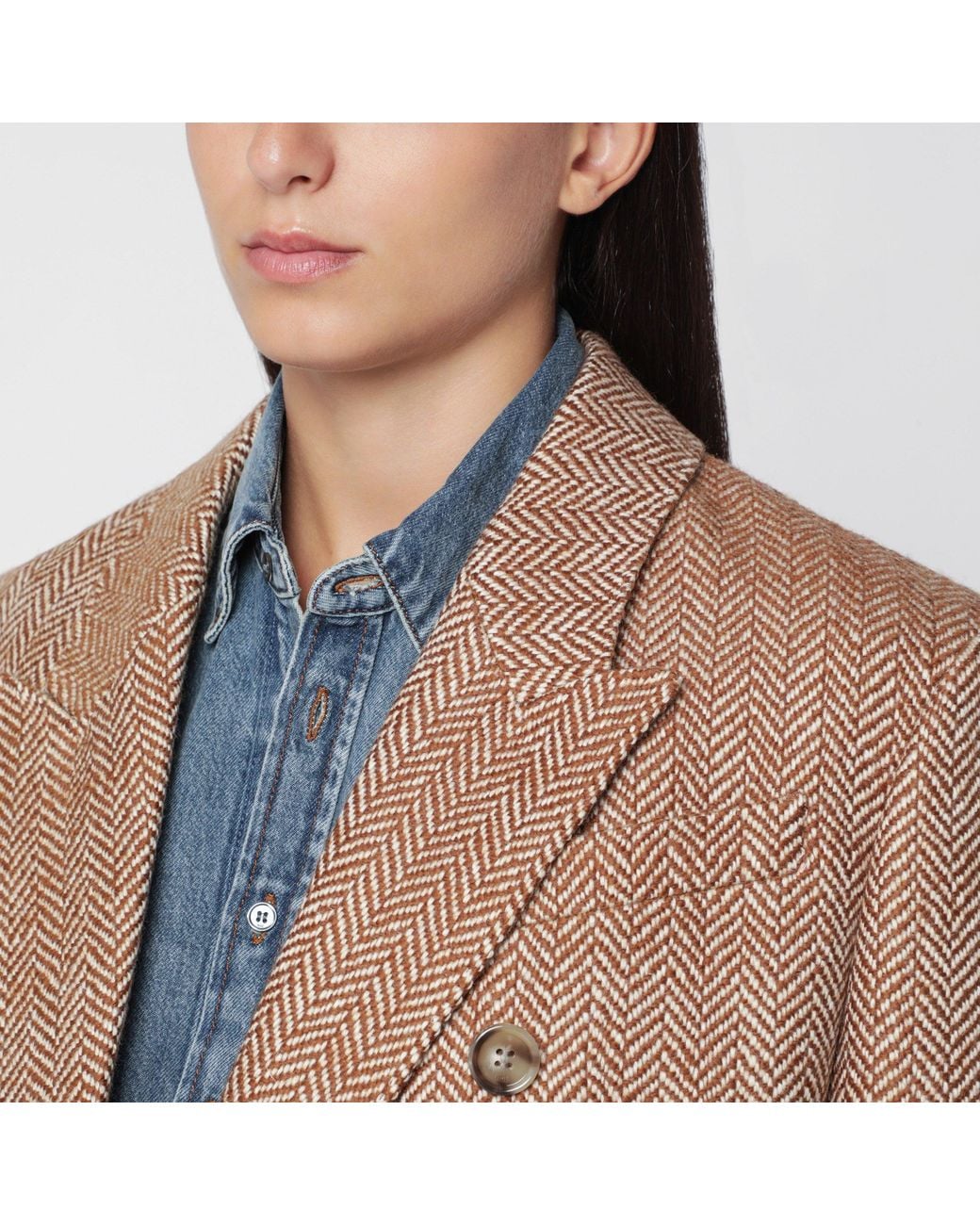 AMI Brown Double-Breasted Blazer