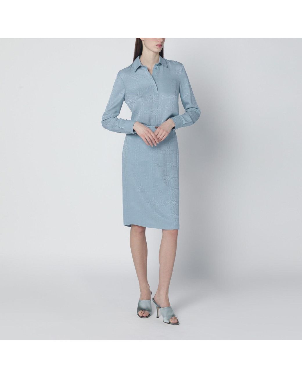 Gucci Blue Gg Jacquard Silk Skirt