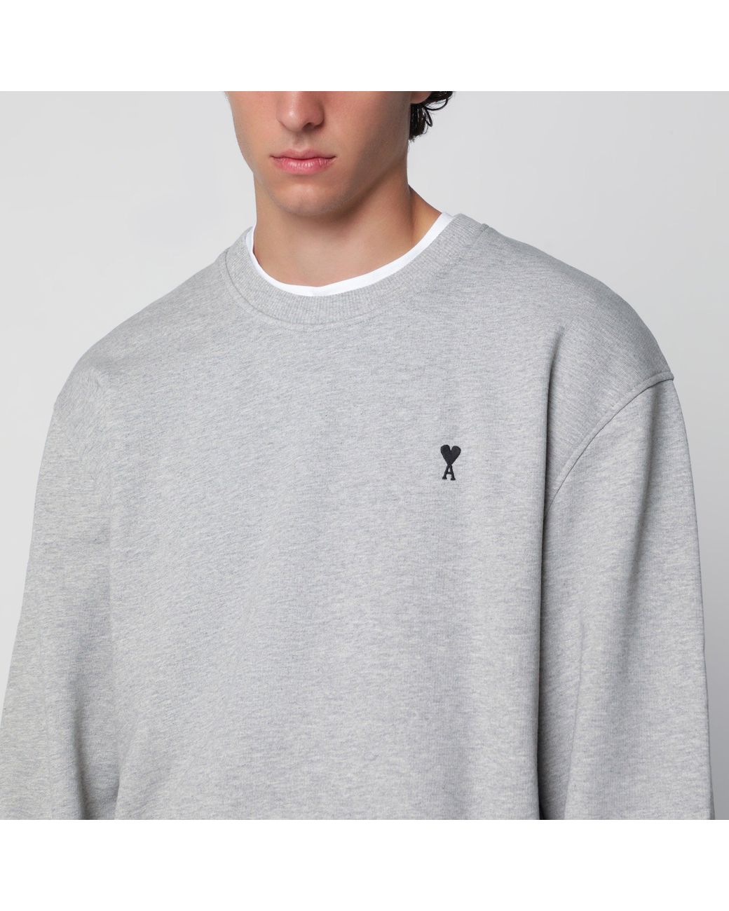 AMI Gray Ami De Caur Crewneck Sweatshirt for men