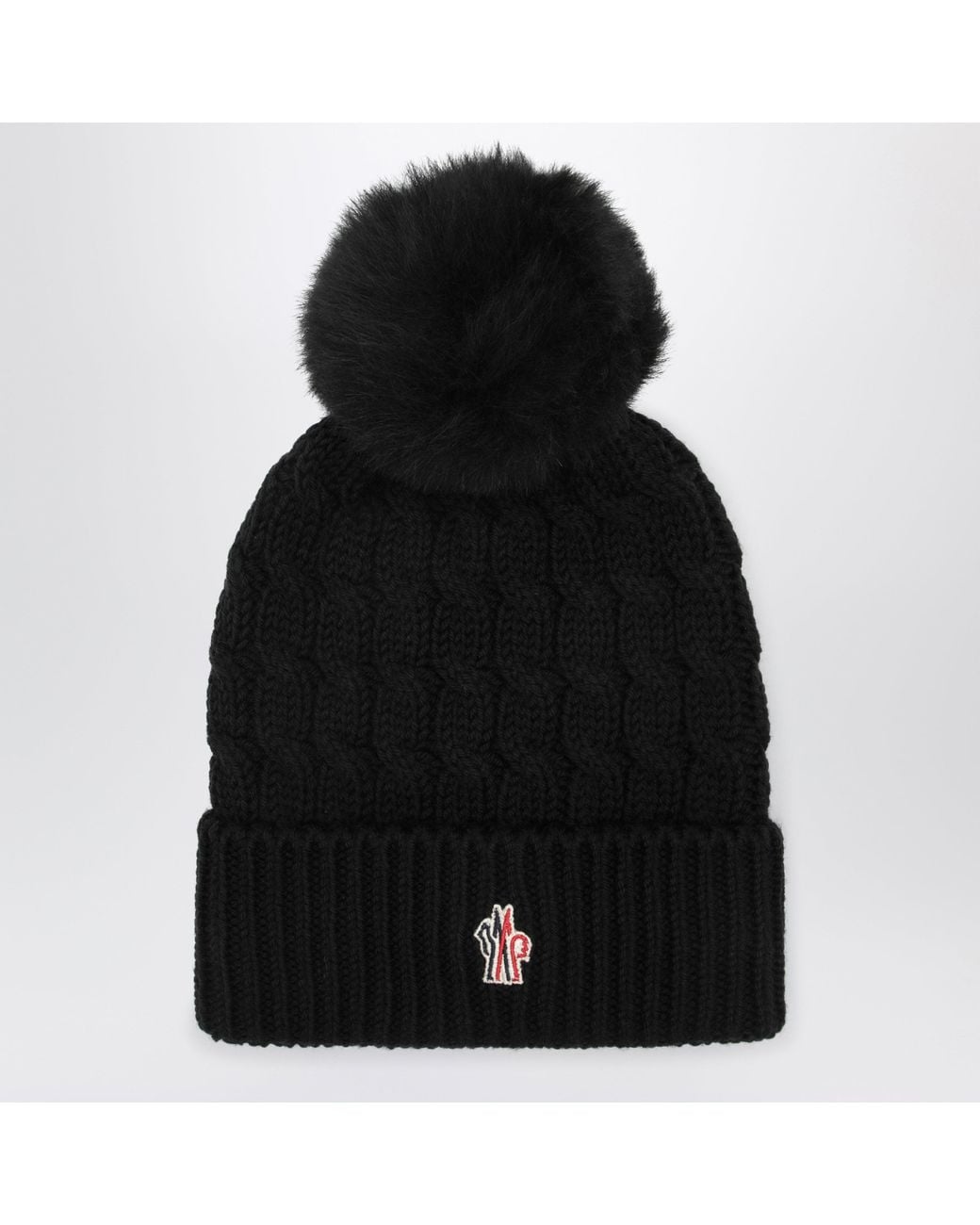 Moncler Black Wool Beanie With Pompom