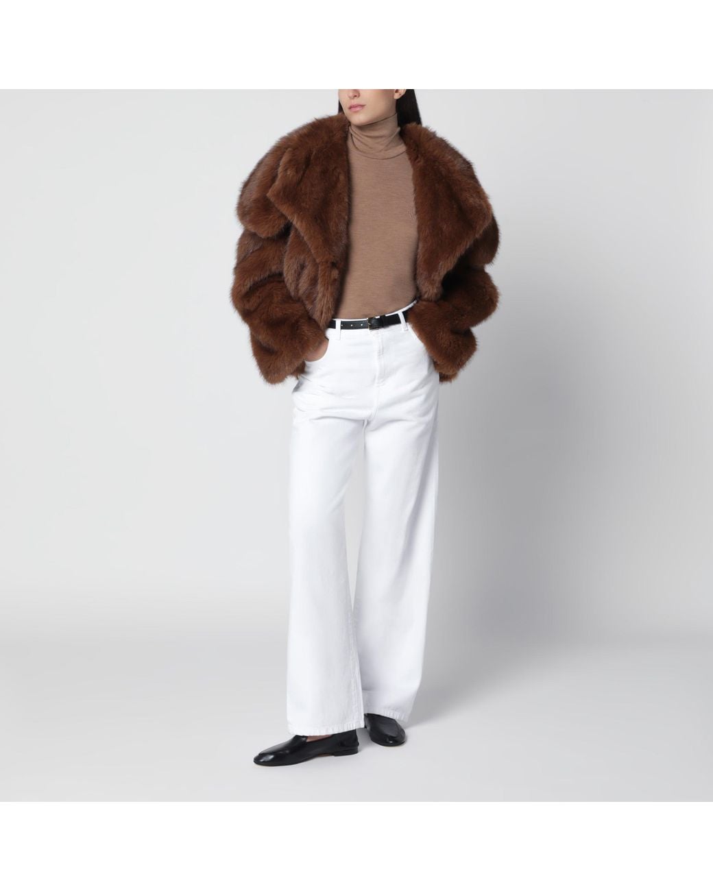 Max Mara White Camel Mélange Turtleneck Sweater