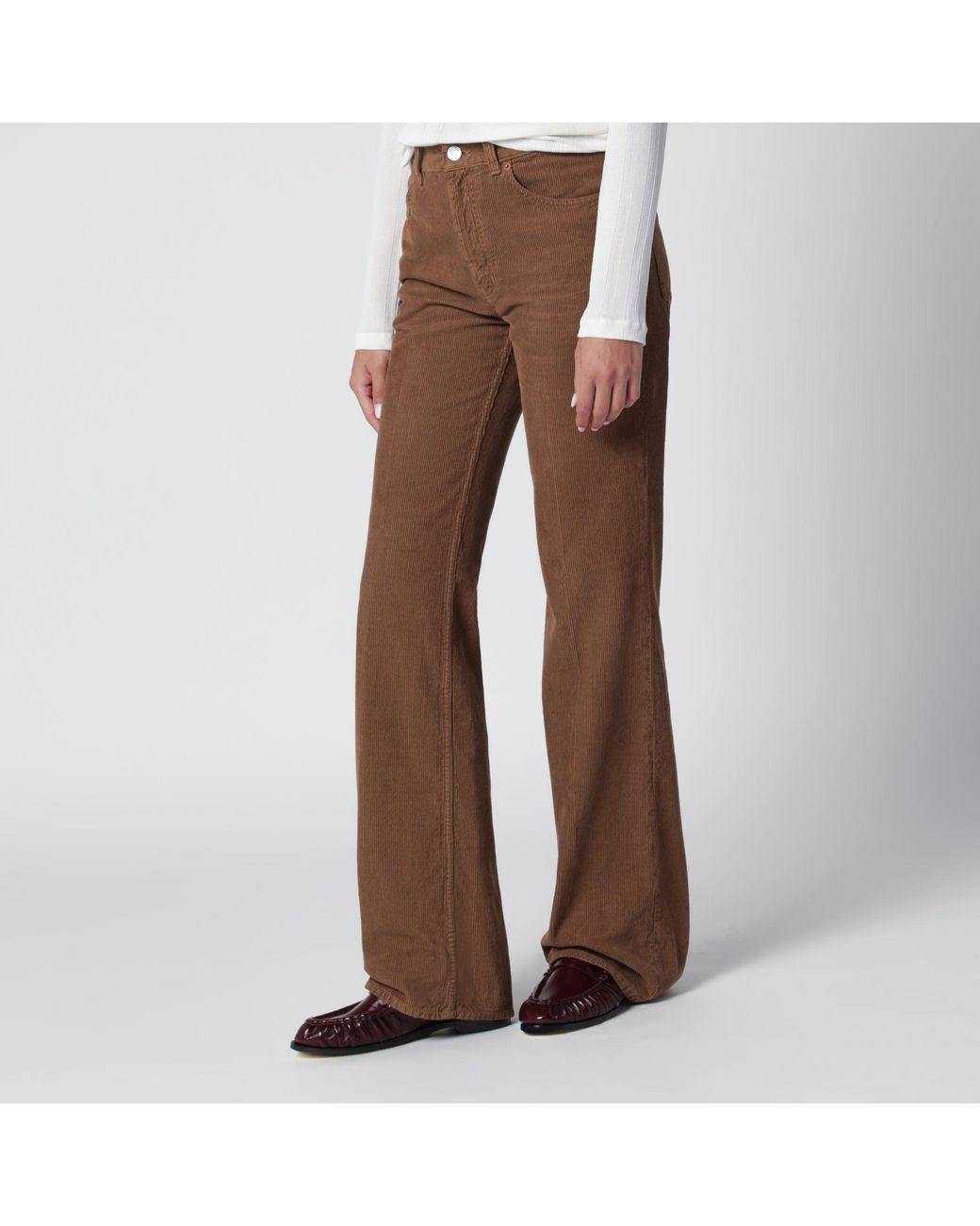 Saint Laurent Brown 1970S Fall Leaf Corduroy Trousers