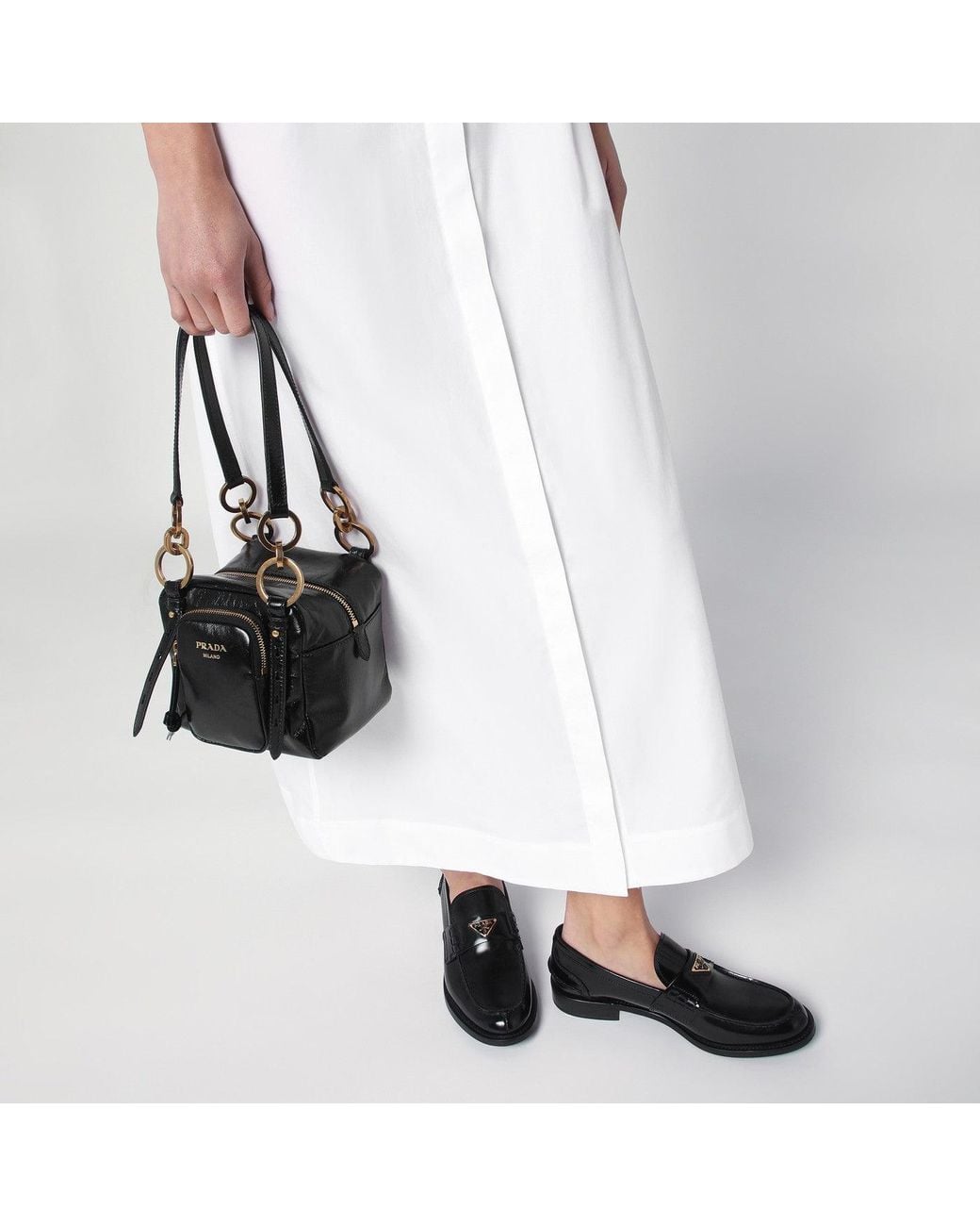 Prada Black Mini Dangle Handtasche Schwarz