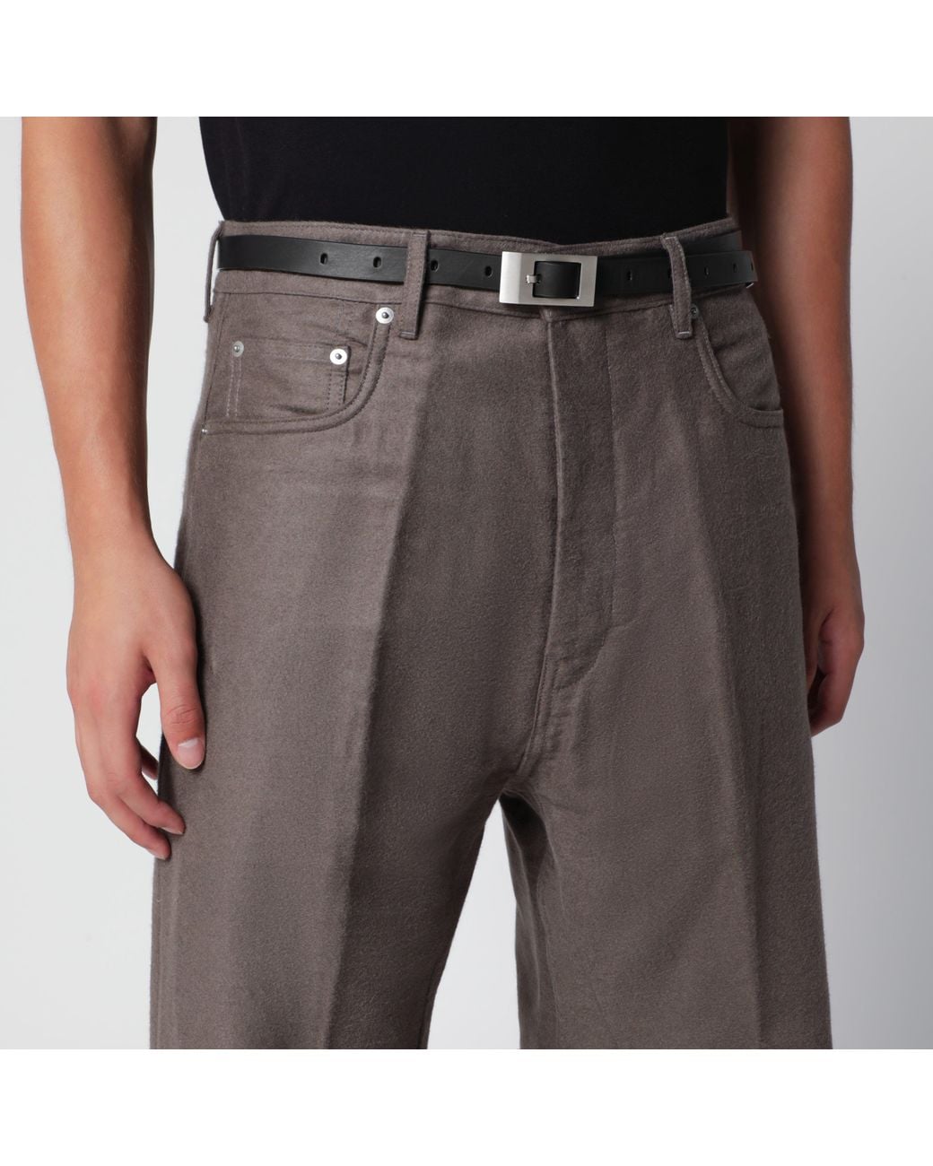 Rick Owens Black Mini Stooges Leather Belt for men