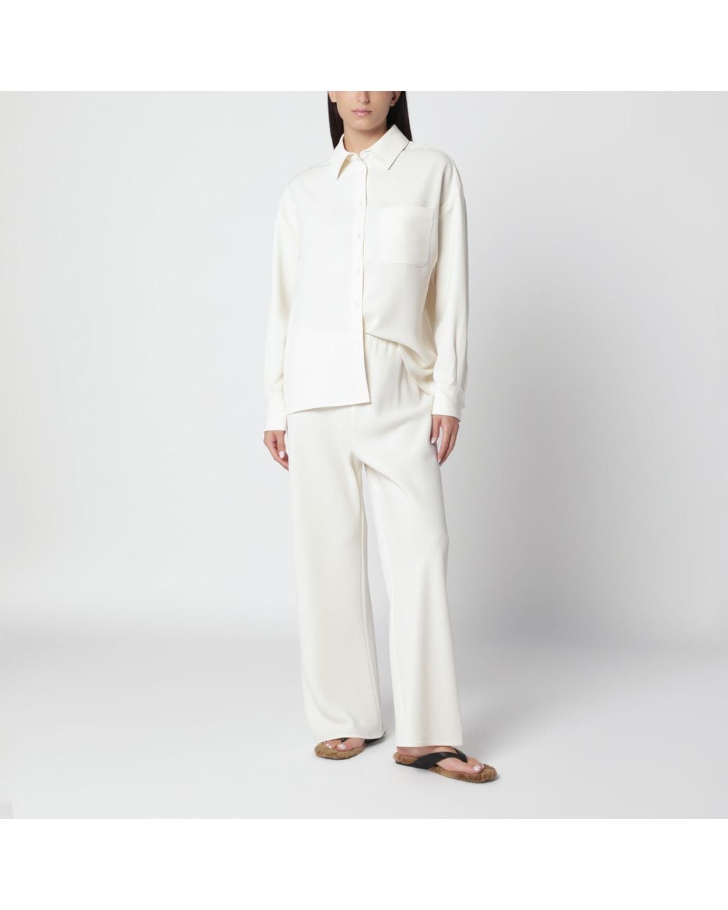 Almada Label White Vanilla Bias Satin Trousers