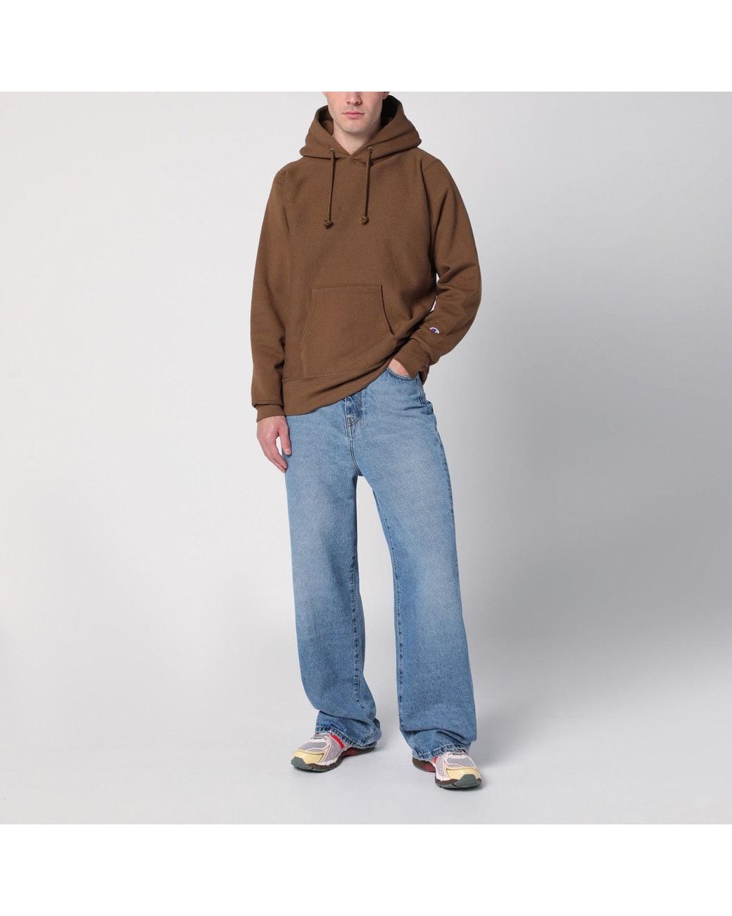 Champion Brown Cotton Hoodie for men