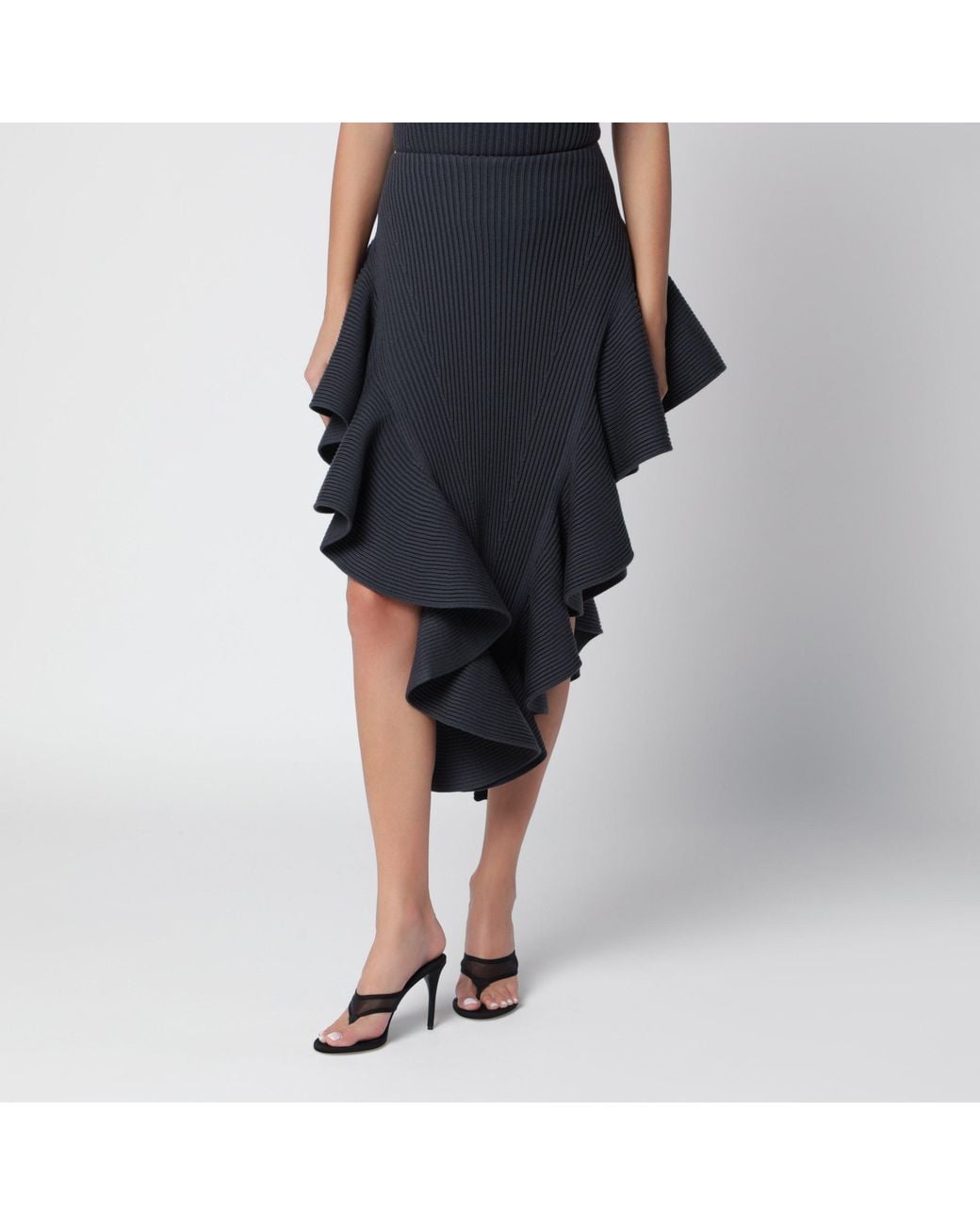Alaïa Black Wool Ruffle Skirt