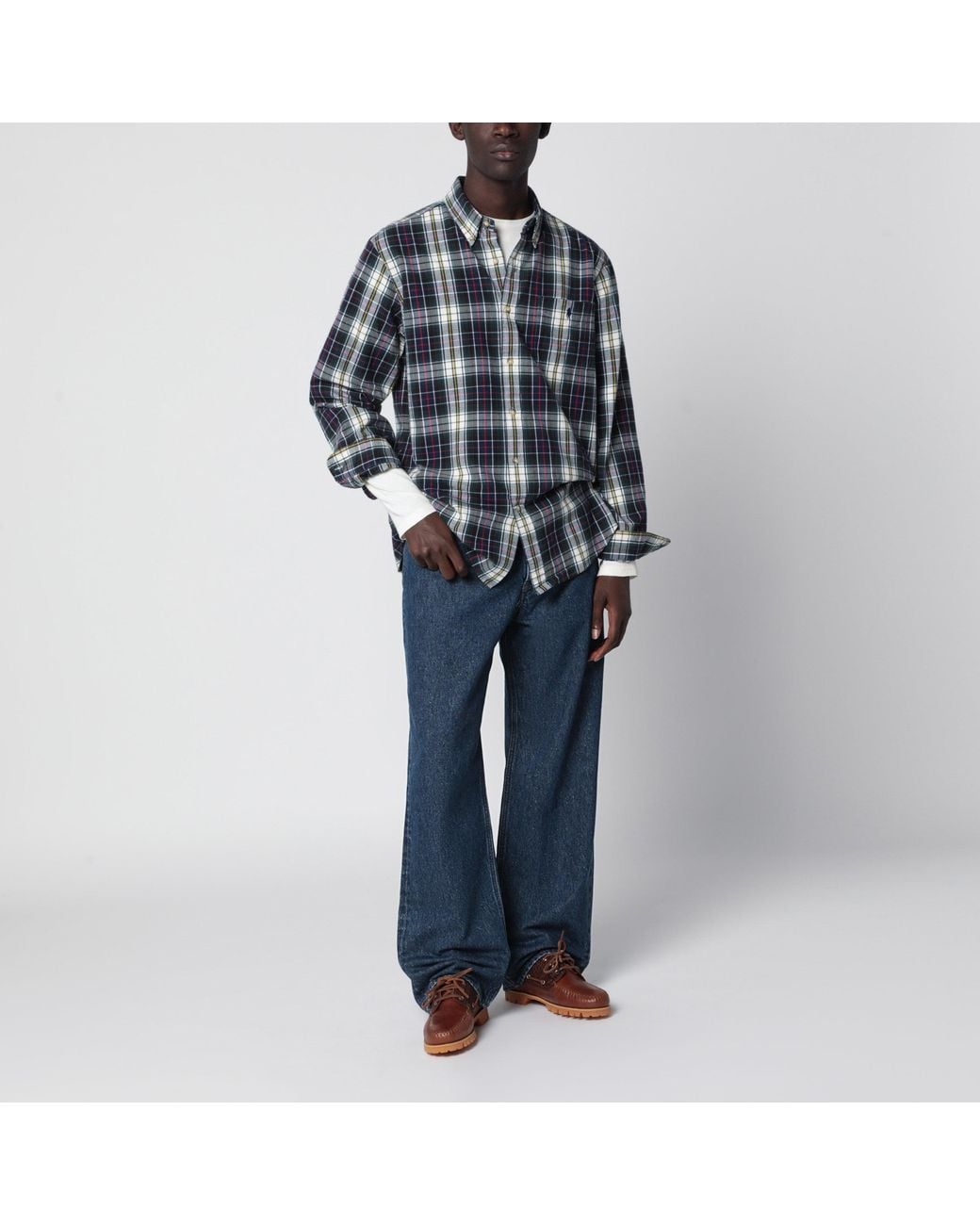 Polo Ralph Lauren Blue Tartan Oxford Cotton Shirt for men