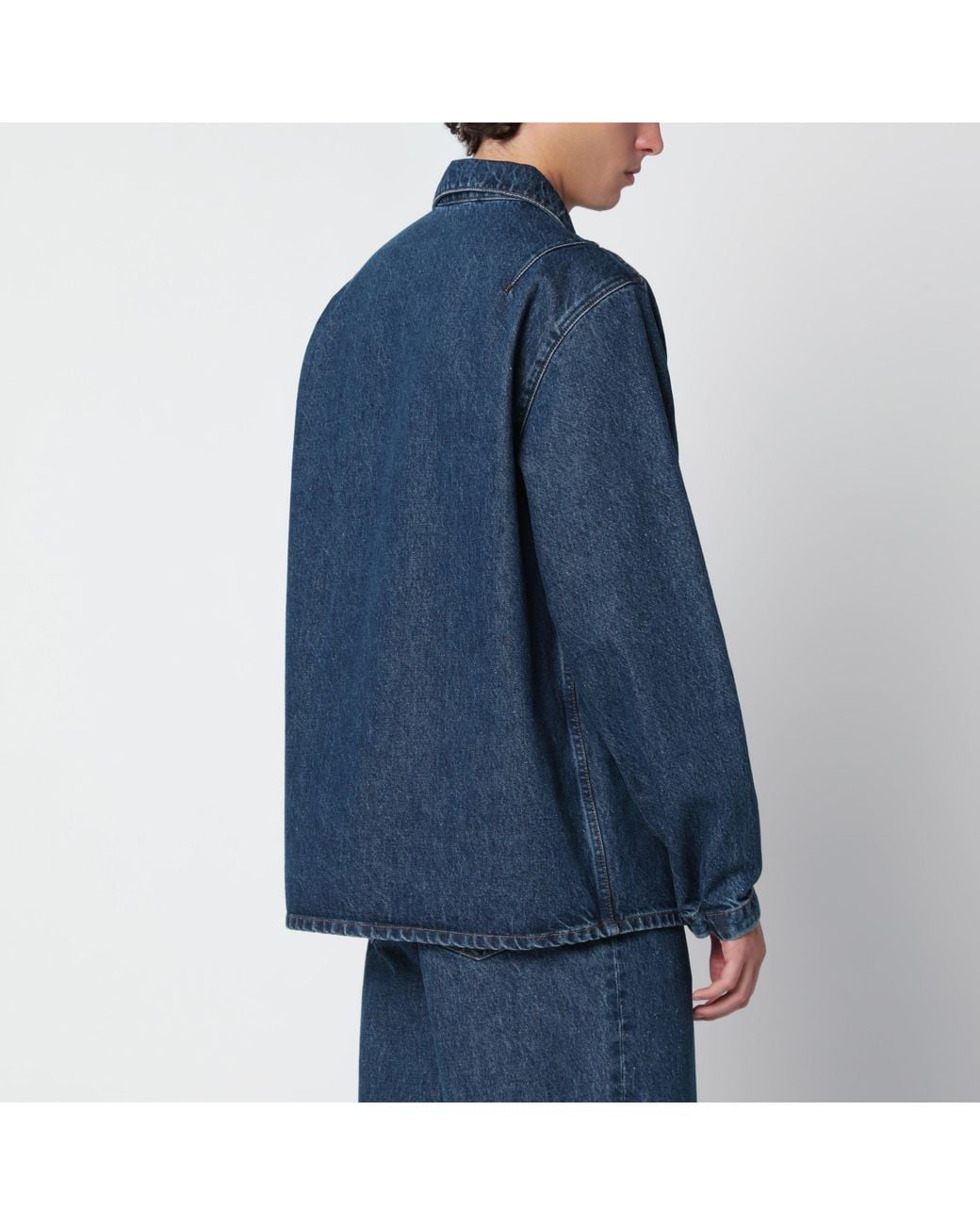 Stone Island Blue Light Bull Denim-Tc Overshirt for men