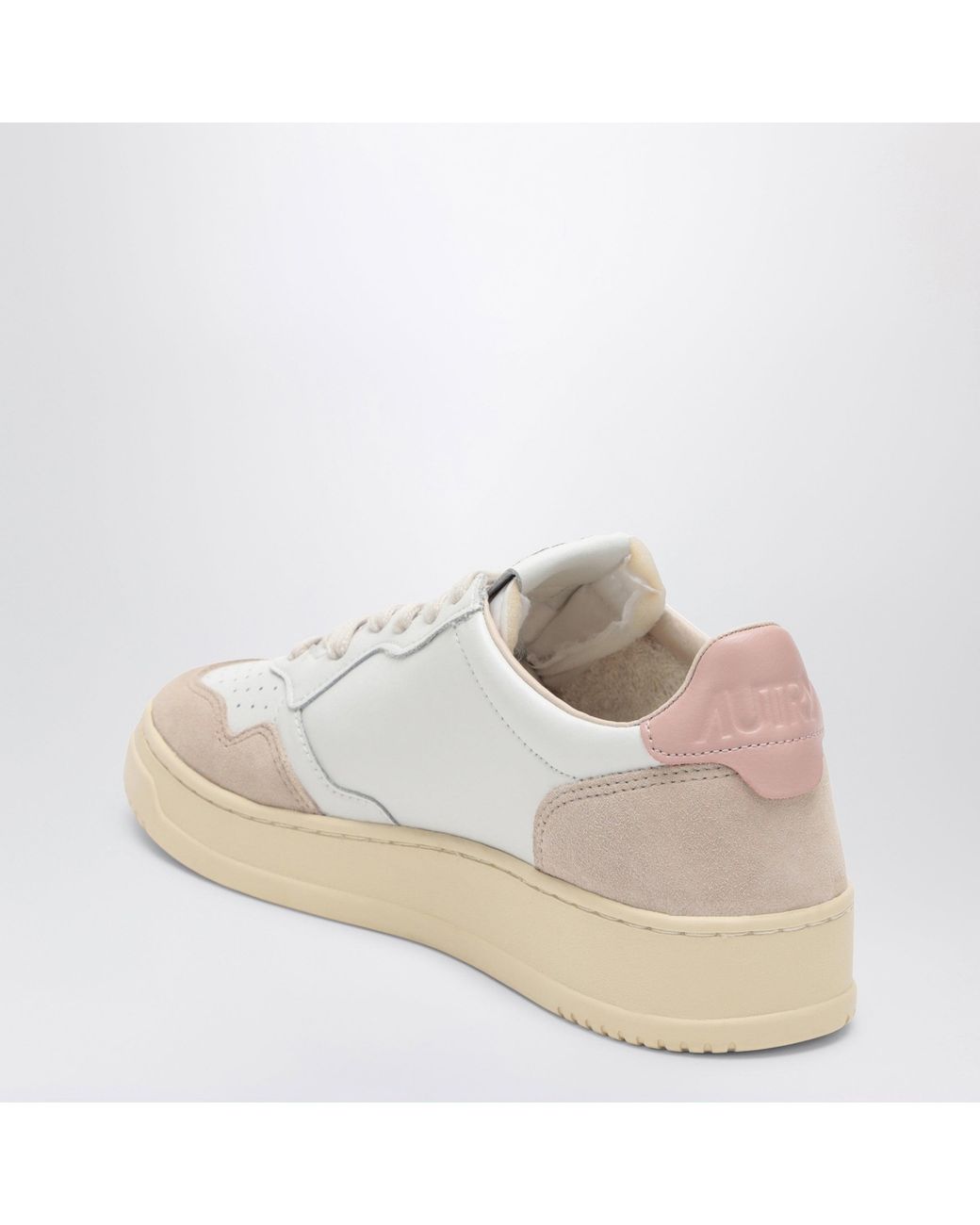 Autry White Medalist Low/Blush Leather And Suede Sneakers