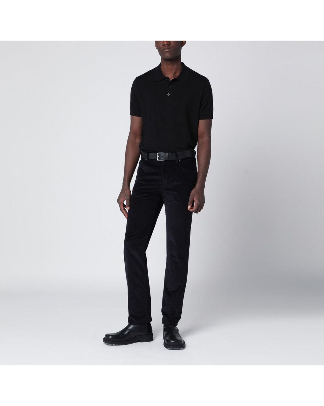 Burberry Black Dark Cotton Corduroy Trousers for men