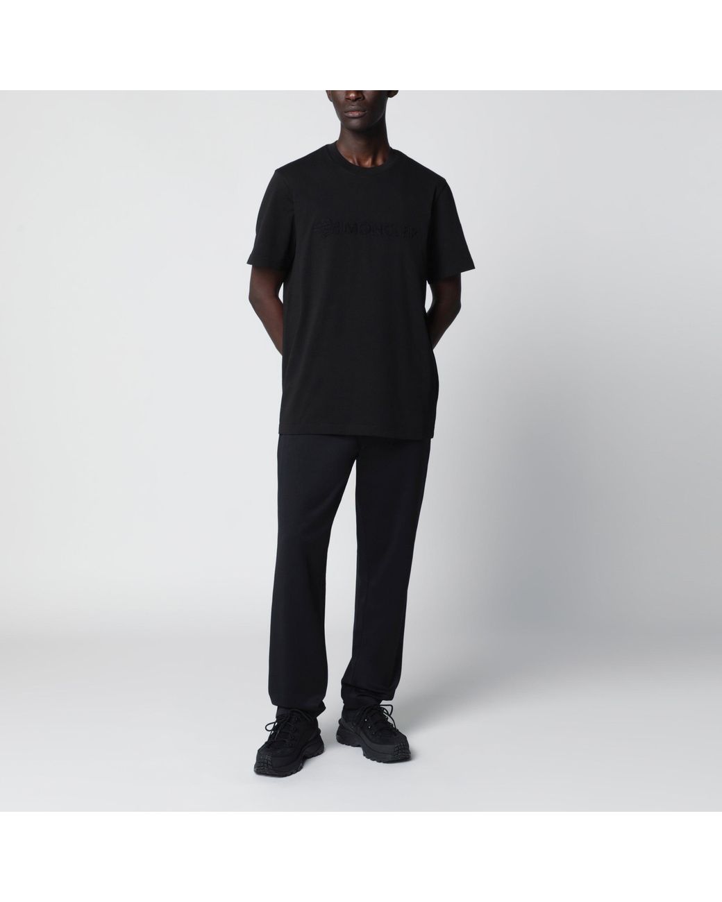 Moncler Black Cotton Jersey Logo T-Shirt for men