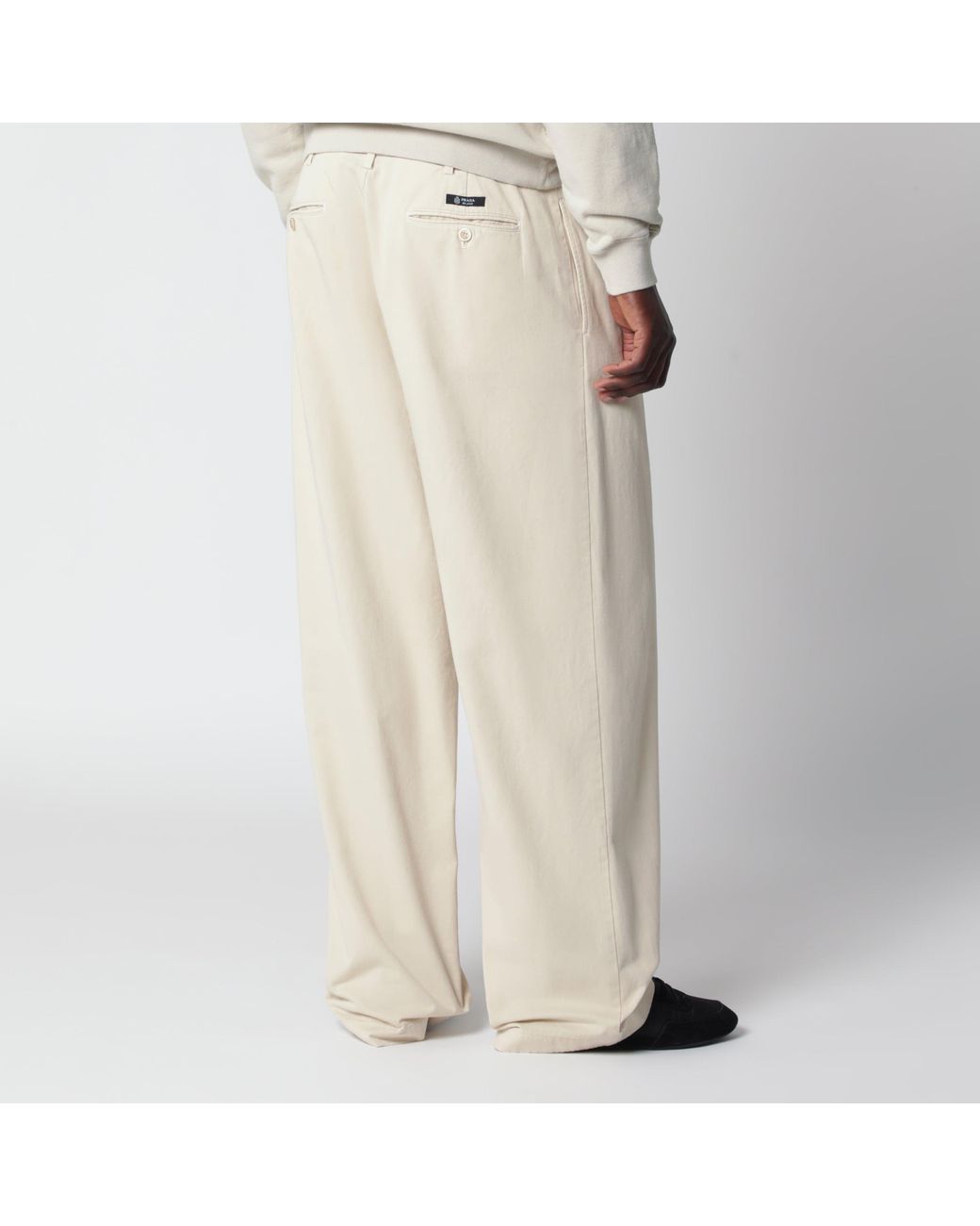 Prada Natural Sand-Colored Cotton Trousers for men