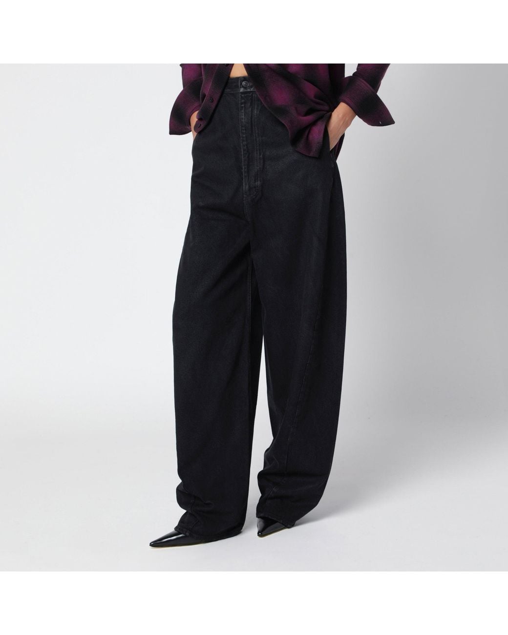 Balenciaga Blue Cotton Denim Barrel Trousers