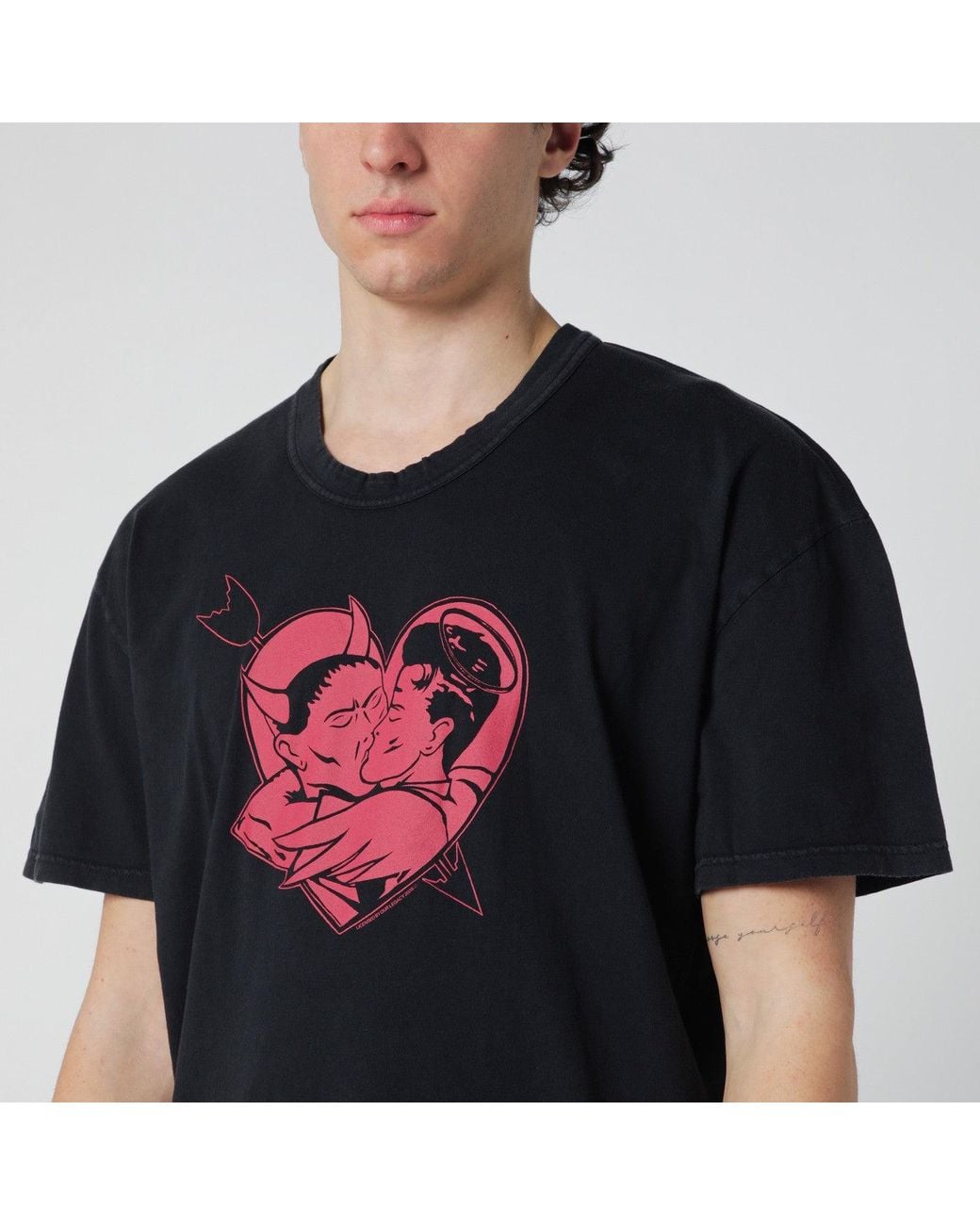 Our Legacy Black Tshirt With Love Story Print for men