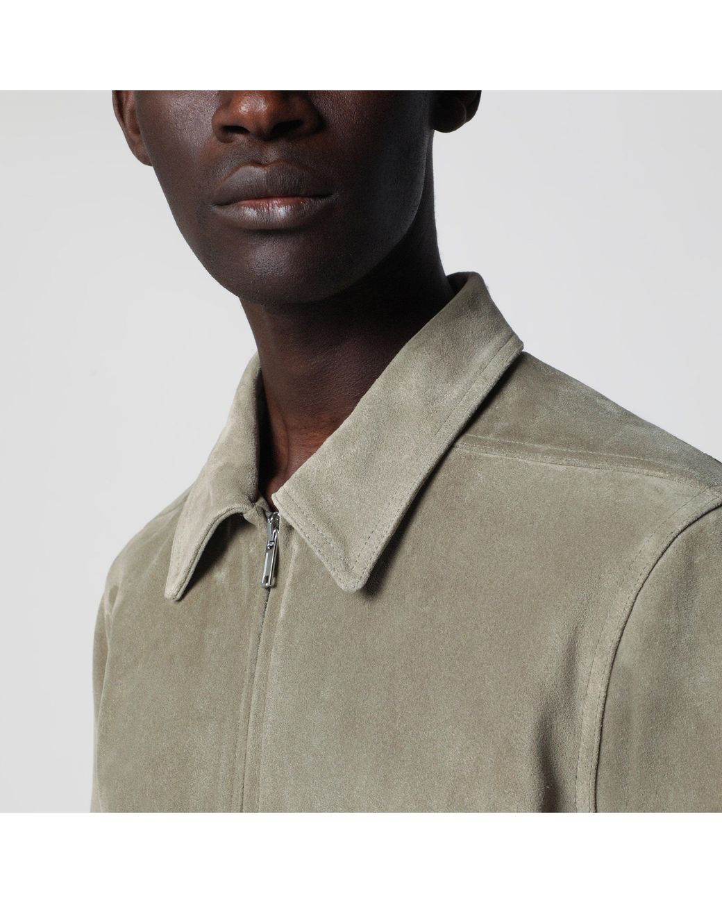 Rick Owens Gray Pearl Suede Brad Jacket for men