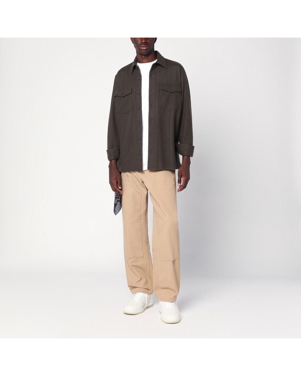 Destin Black Military Wool Shirt for men
