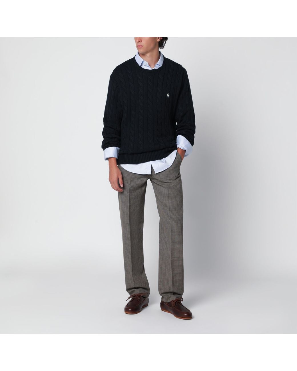 Polo Ralph Lauren Black Hunter Cotton Cable-Knit Sweater for men