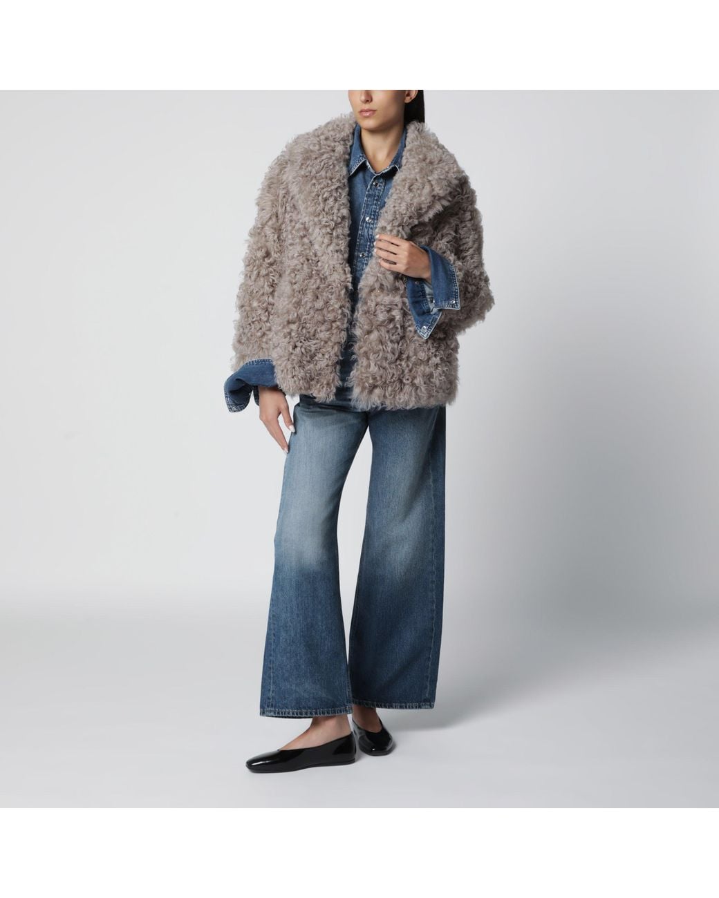 Blancha Gray Short Taupe Fur Jacket
