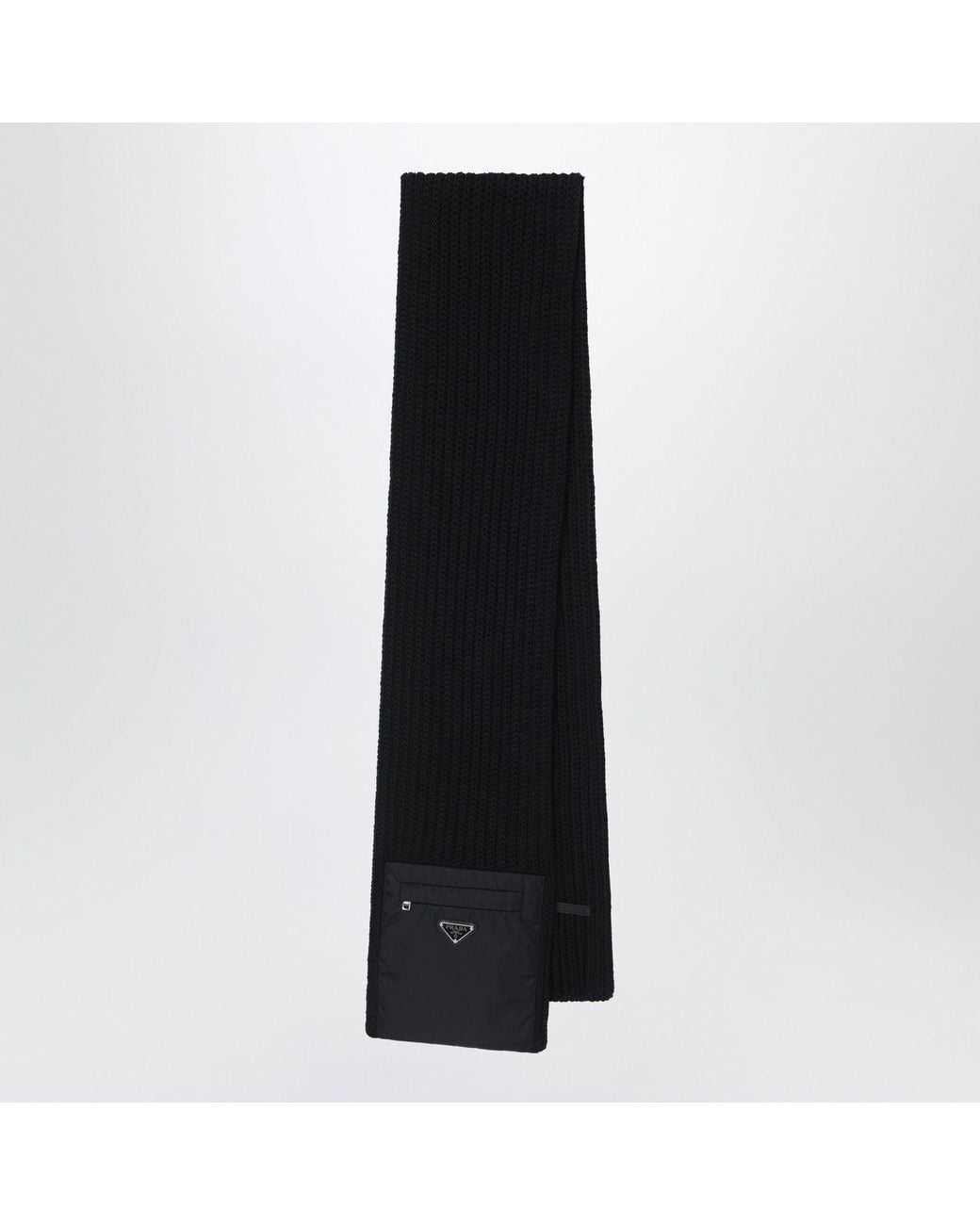 Sciarpa nera in lana con tasca in re-nylon di Prada in Black da Uomo