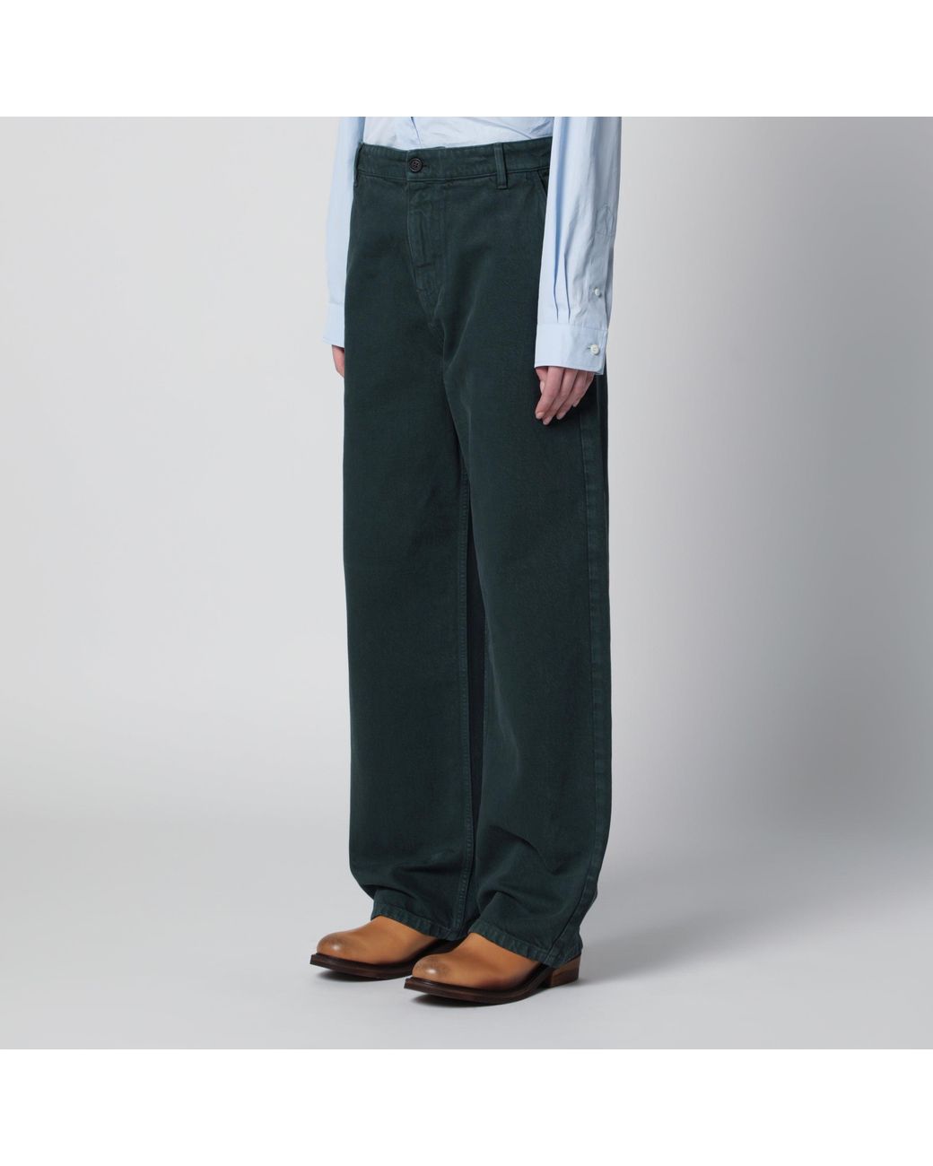 Miu Miu Blue Bottle Gabardine Trousers